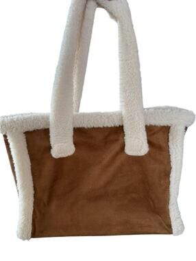 Unbranded Satchel Faux Suede Faux Fur Double Handle